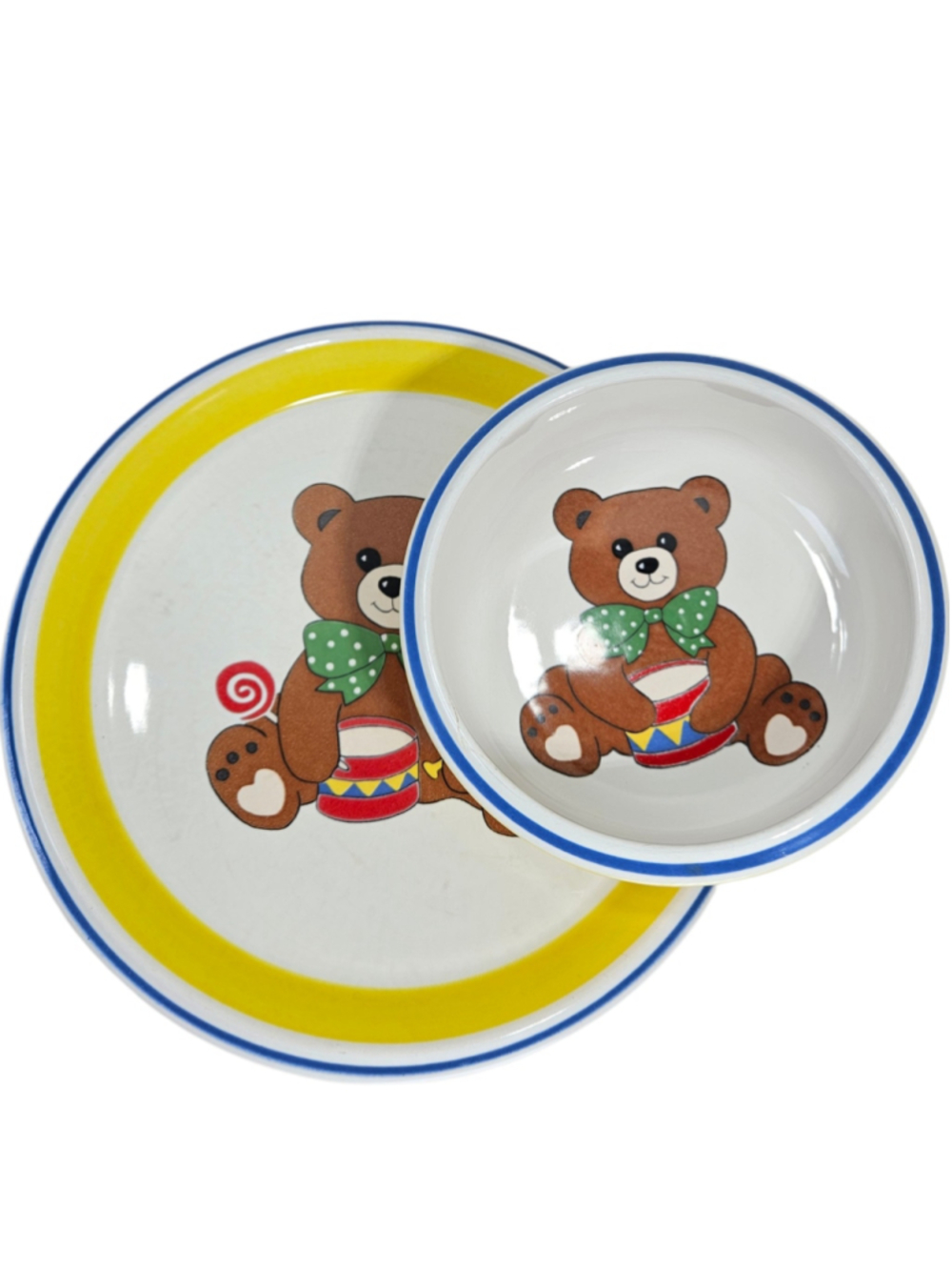 Mikasa Teddy CC004 Child's Plate & Bowl Set Japan Teddy Bear Dinnerware